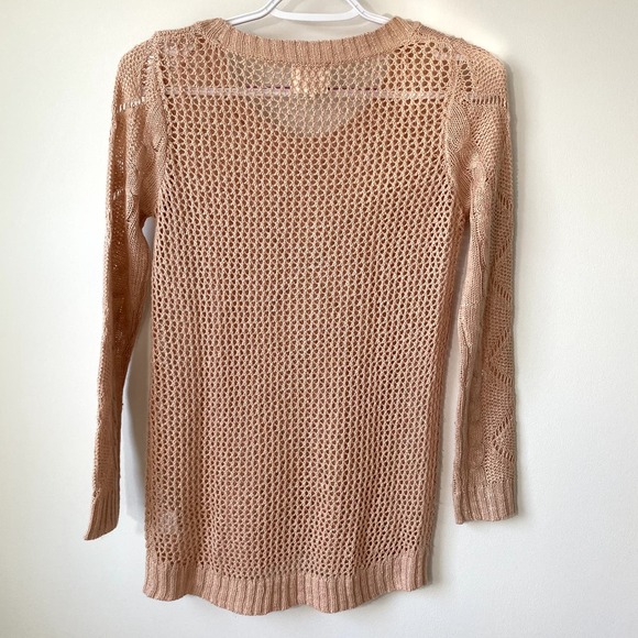 Light Peach Knit Long Sleeve Sweater by Pink Rose in Medium Cotton Blend - Picture 2 of 7